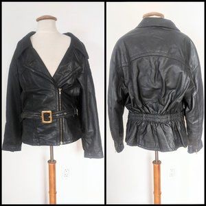 Vintage Belted Moto Jacket